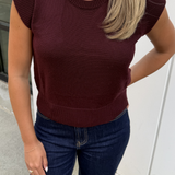 Carli Cap Sleeve Knit Top - Eggplant
