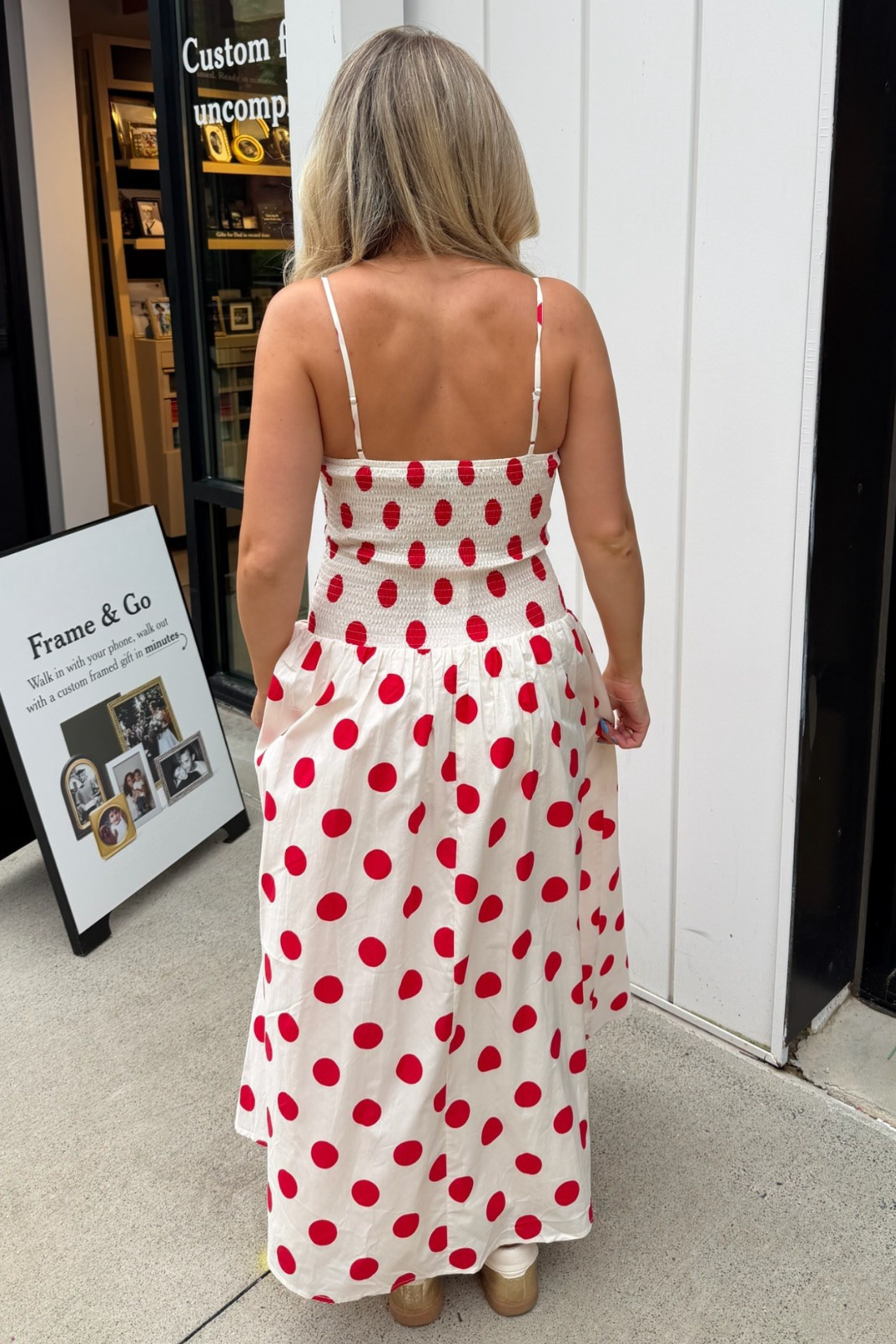 devin maxi dress in cream polka dot Devin Maxi Dress