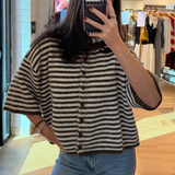 Sallie Striped Soft Knit Cardigan - Brown/Ivory