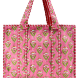 Small Blockprint Tote - Pink Mini Floral
