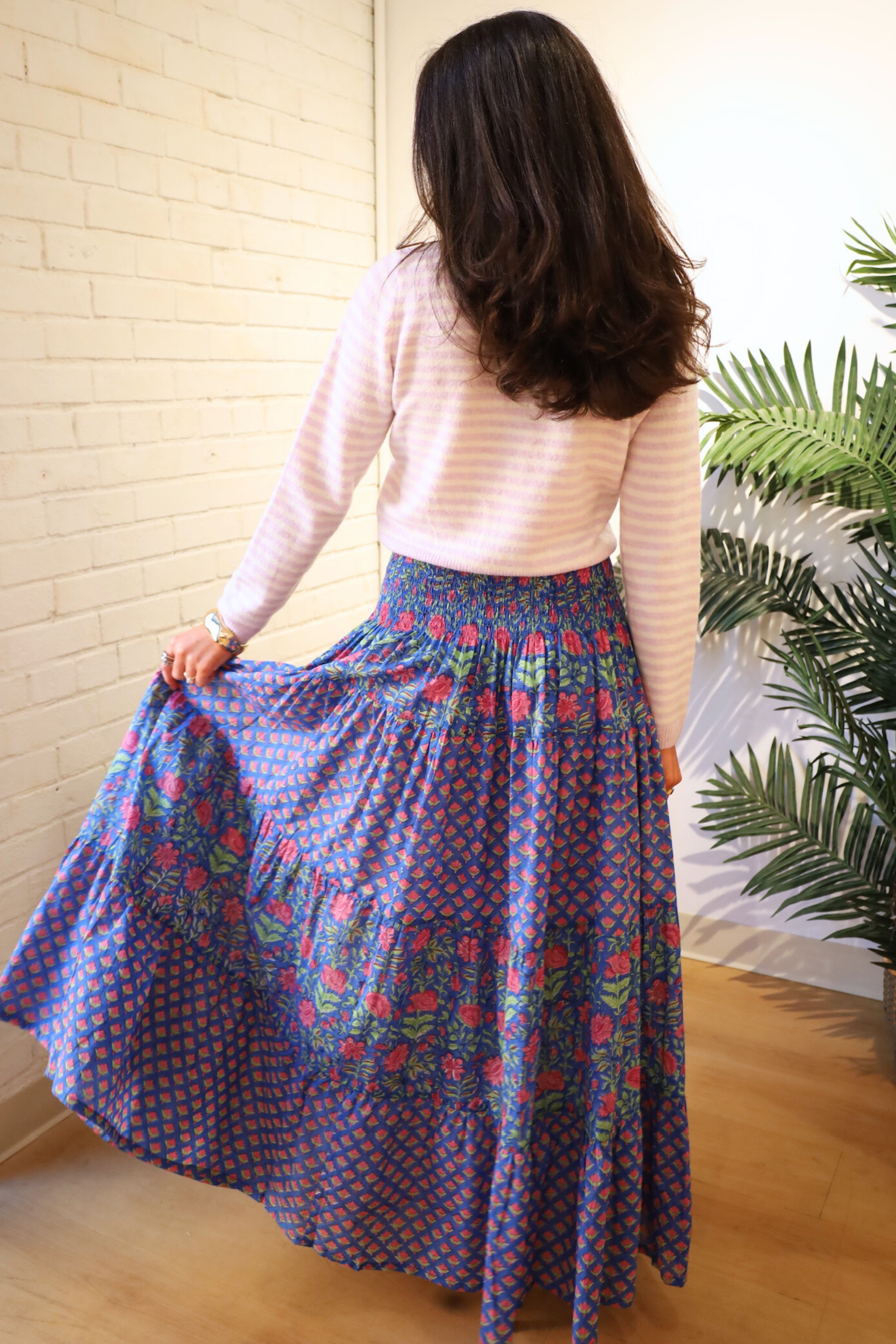 Britt Smocked Maxi Skirt - Garden Mix