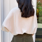 Mia Crew Cropped Batwing Sweater - Classic Beige