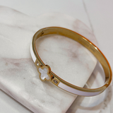 Clover Enamel Bangle - White