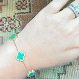 Gia Gold Clover Bracelet - Green