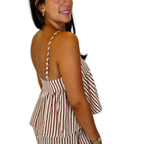 Allie Cotton Striped Shorts - Red