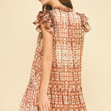 Dawson Printed Mini Dress - Red Brown