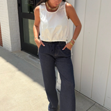 Julia Elastic Waist Wide Leg Jean - Blue