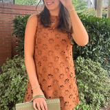 Francies Flower Cut-Out Suede Mini Dress - Brown