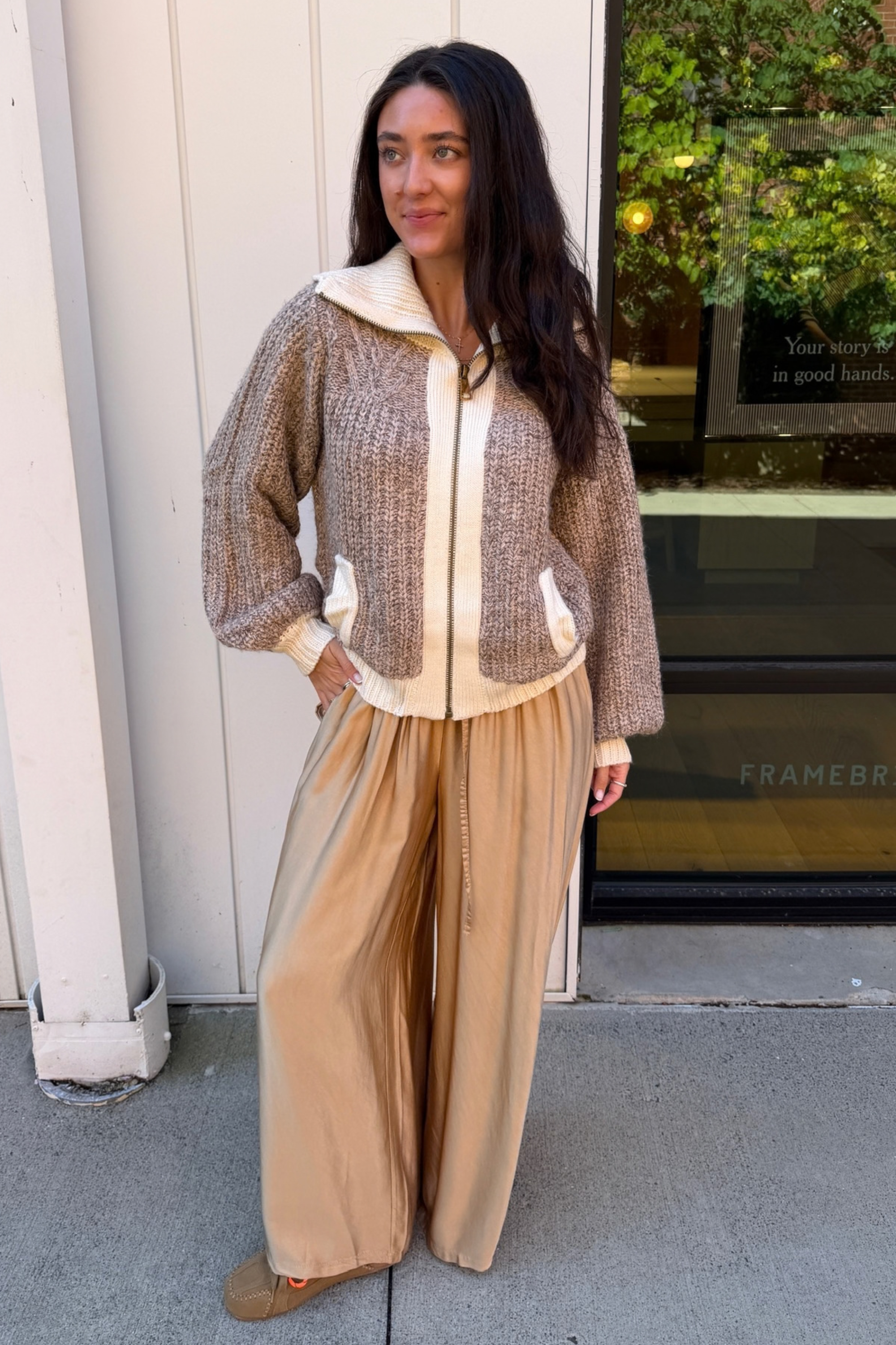 Aliza Stitch Cardigan Sweater - Ivory Beige