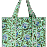 Small Blockprint Tote - Green Blossom