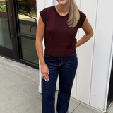 Carli Cap Sleeve Knit Top - Eggplant