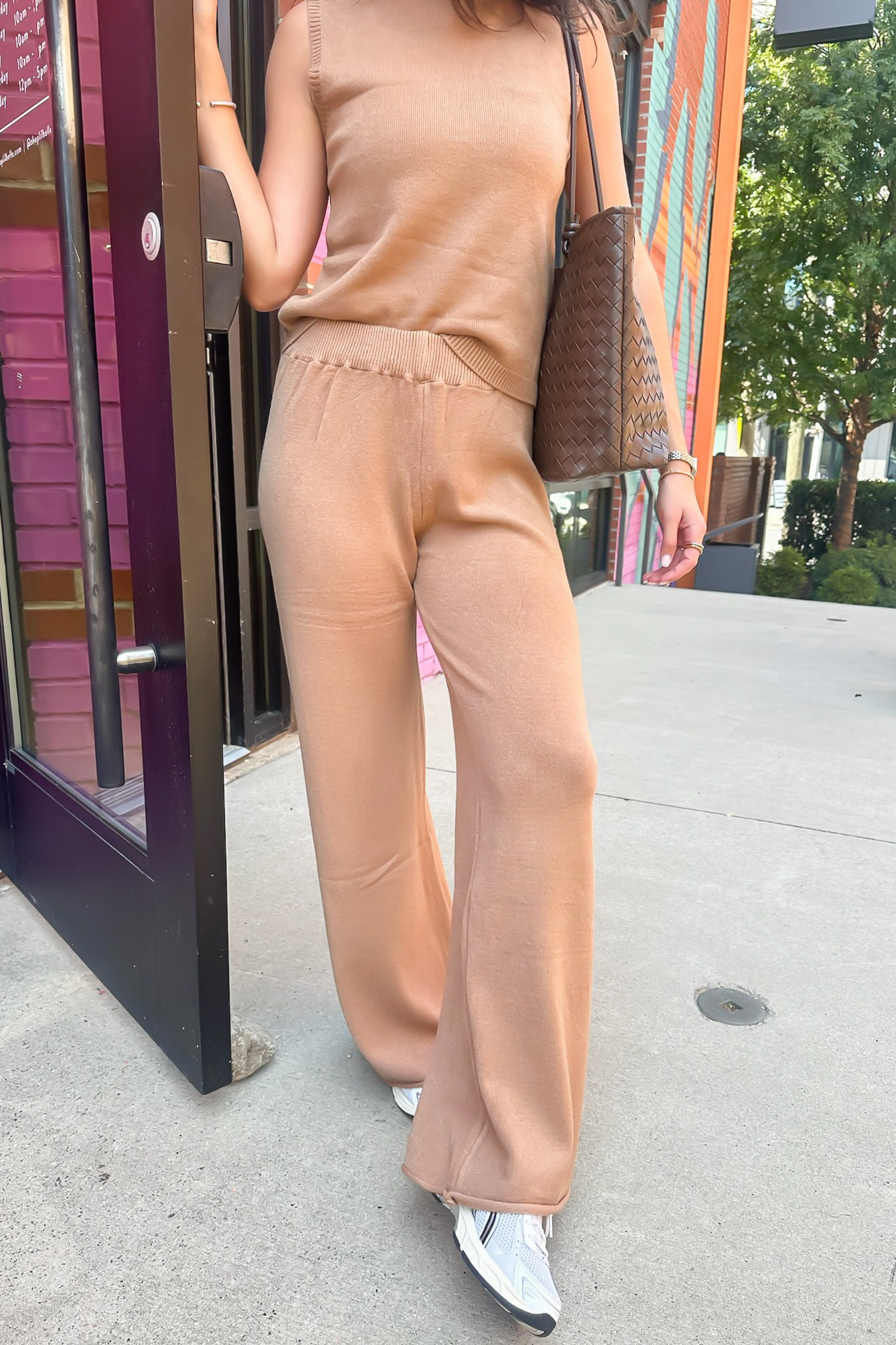 Emily Cozy Knit Flare Pant - Camel