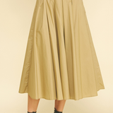 Dallas Poplin Belted Maxi Skirt - Khaki