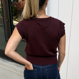 Carli Cap Sleeve Knit Top - Eggplant