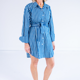 Kissy Belted Mini Shirtdress - Gingham Navy