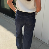Julia Elastic Waist Wide Leg Jean - Blue