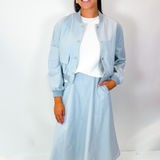 Side Pocket Bomber Jacket - Light Blue