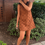 Francies Flower Cut-Out Suede Mini Dress - Brown