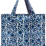 Small Blockprint Tote - Indigo