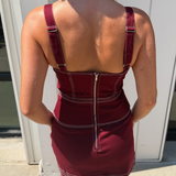 Game Day Denim Mini Dress - Maroon
