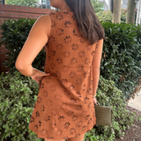 Francies Flower Cut-Out Suede Mini Dress - Brown