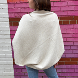 Shimmer Asymmetric Knit Poncho - Ivory