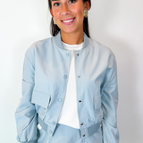 Side Pocket Bomber Jacket - Light Blue