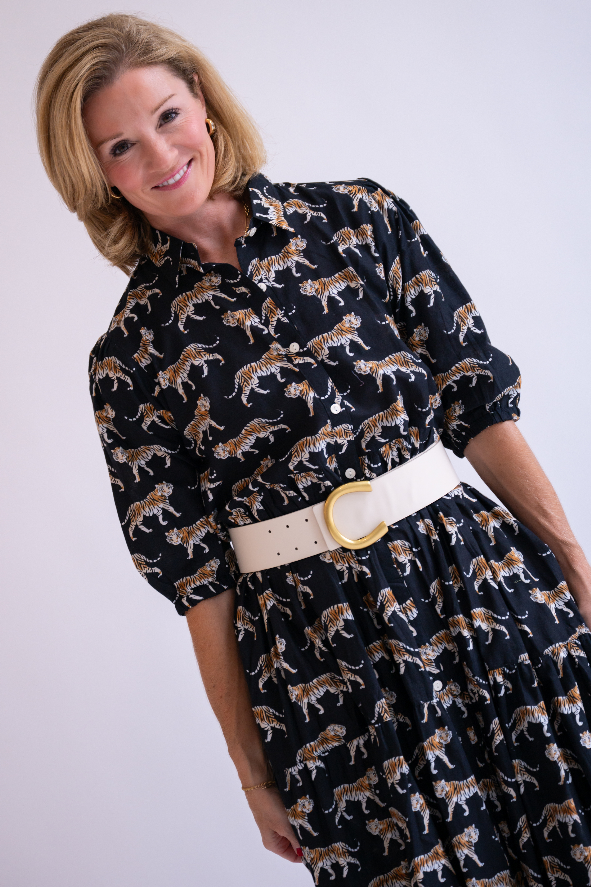 Taylor Collared Button Down Maxi Dress - Tigers Black