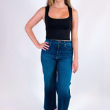 Scissor Cut Wide Leg Jean - Dark Denim