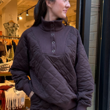 Erin Quilted Snap Pullover - Espresso