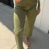 Erika Crop Wide Leg Jean - Olive