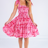 Joy Bow Mini Dress - Palm Beach Magenta