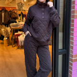 Erin Quilted Snap Pullover - Espresso