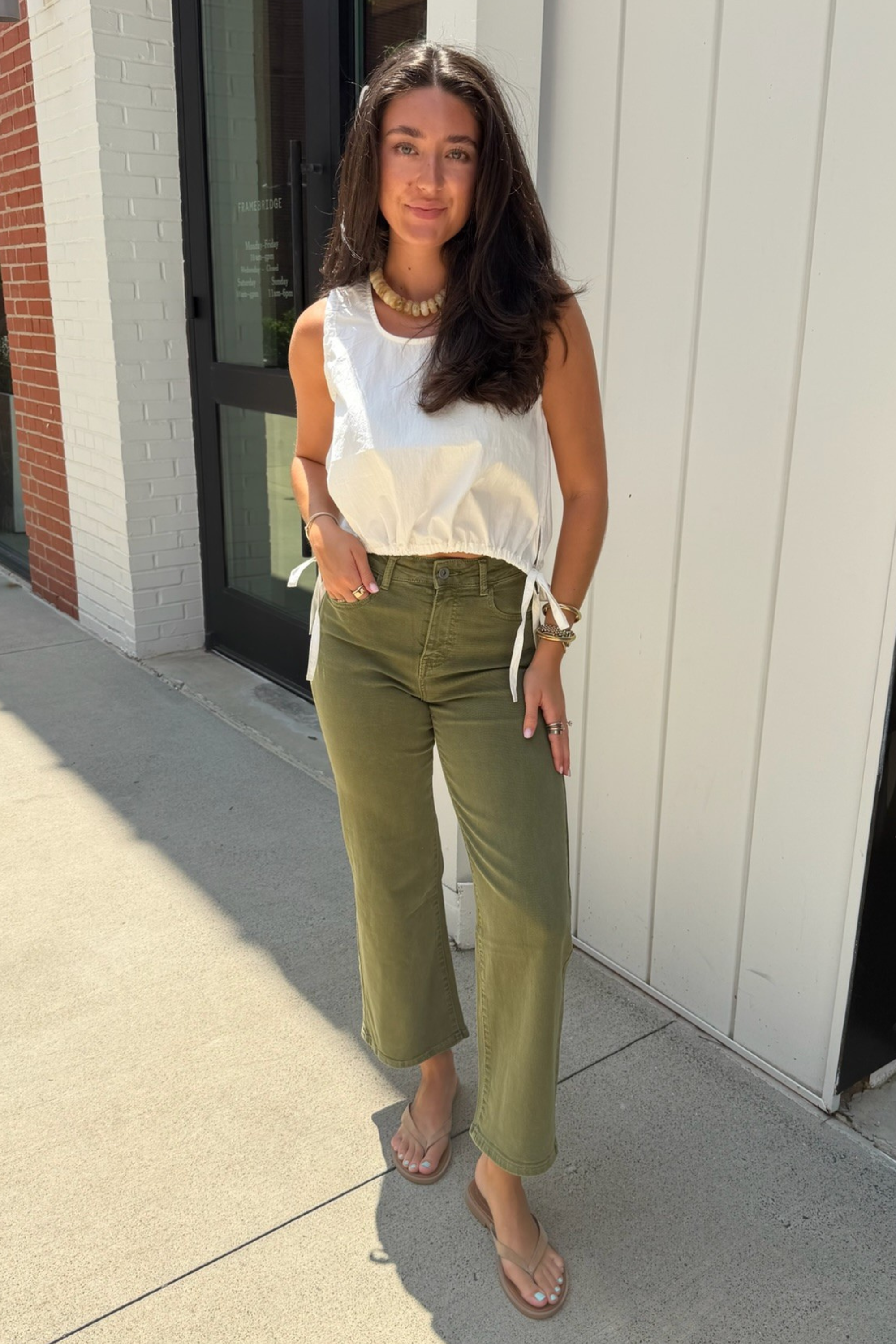 Erika Crop Wide Leg Jean - Olive