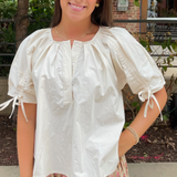 Everywhere Pleated Tie Top - Cream
