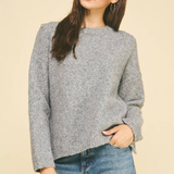 Kiki Crew Side Slit Sweater - Charcoal