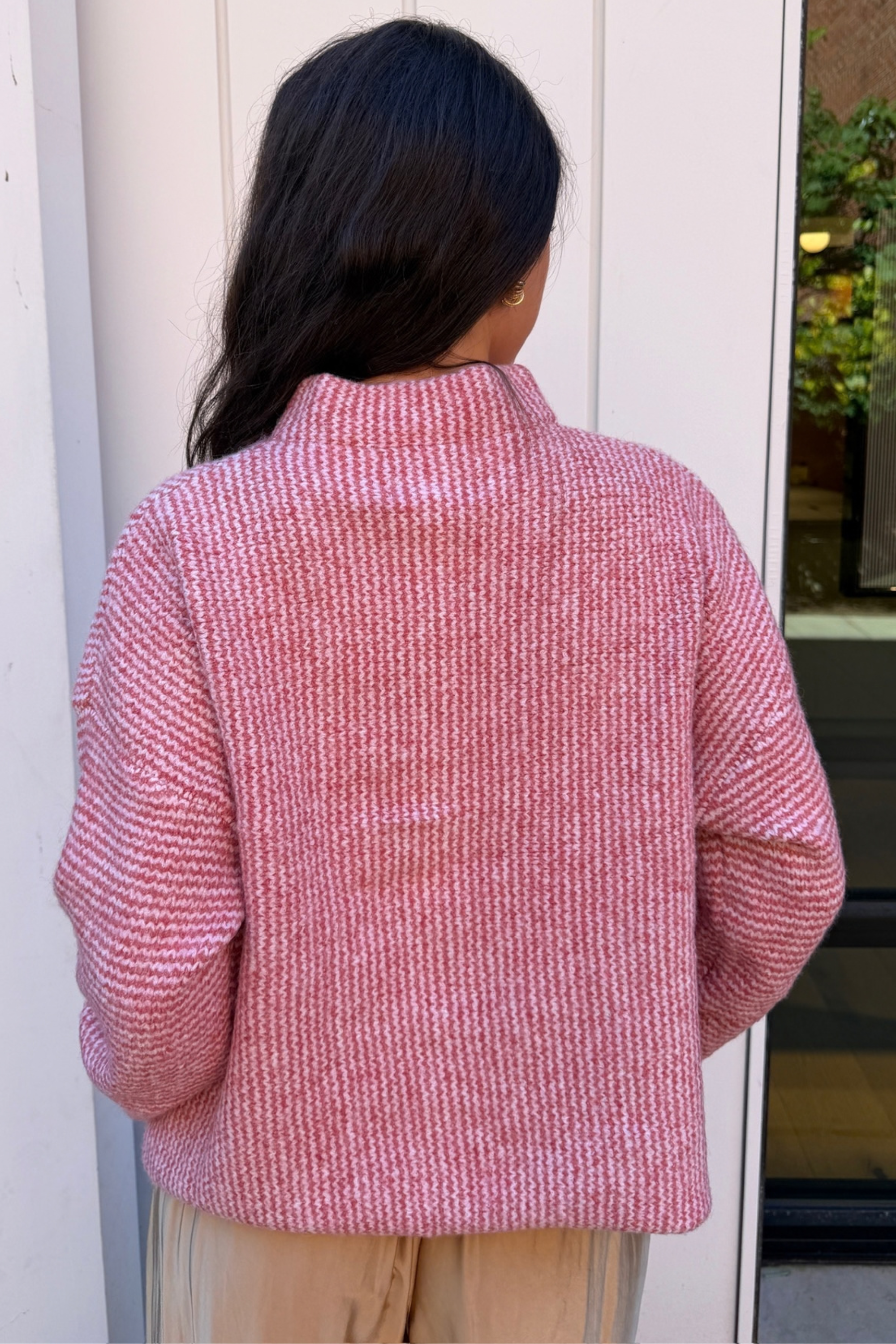 Colorful Button Striped Cardigan - Ivory/Red