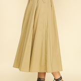 Dallas Poplin Belted Maxi Skirt - Khaki
