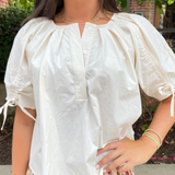 Everywhere Pleated Tie Top - Cream