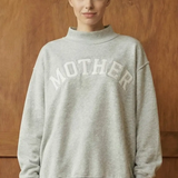 MOTHER Embroidered Mockneck Sweatshirt - Grey