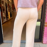 Kathy Crop Knit Flare Cozy Pant - Beige