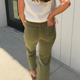 Erika Crop Wide Leg Jean - Olive