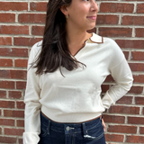 Triolet Lightweight Collared Sweater - Creme