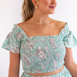 Tina Smocked Crop Top - Mint Floral