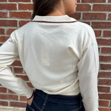Triolet Lightweight Collared Sweater - Creme
