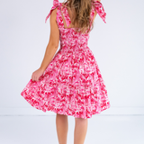 Joy Bow Mini Dress - Palm Beach Magenta