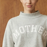 MOTHER Embroidered Mockneck Sweatshirt - Grey