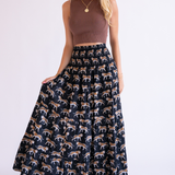 Britt Fall Smocked Maxi Skirt - Tigers Black