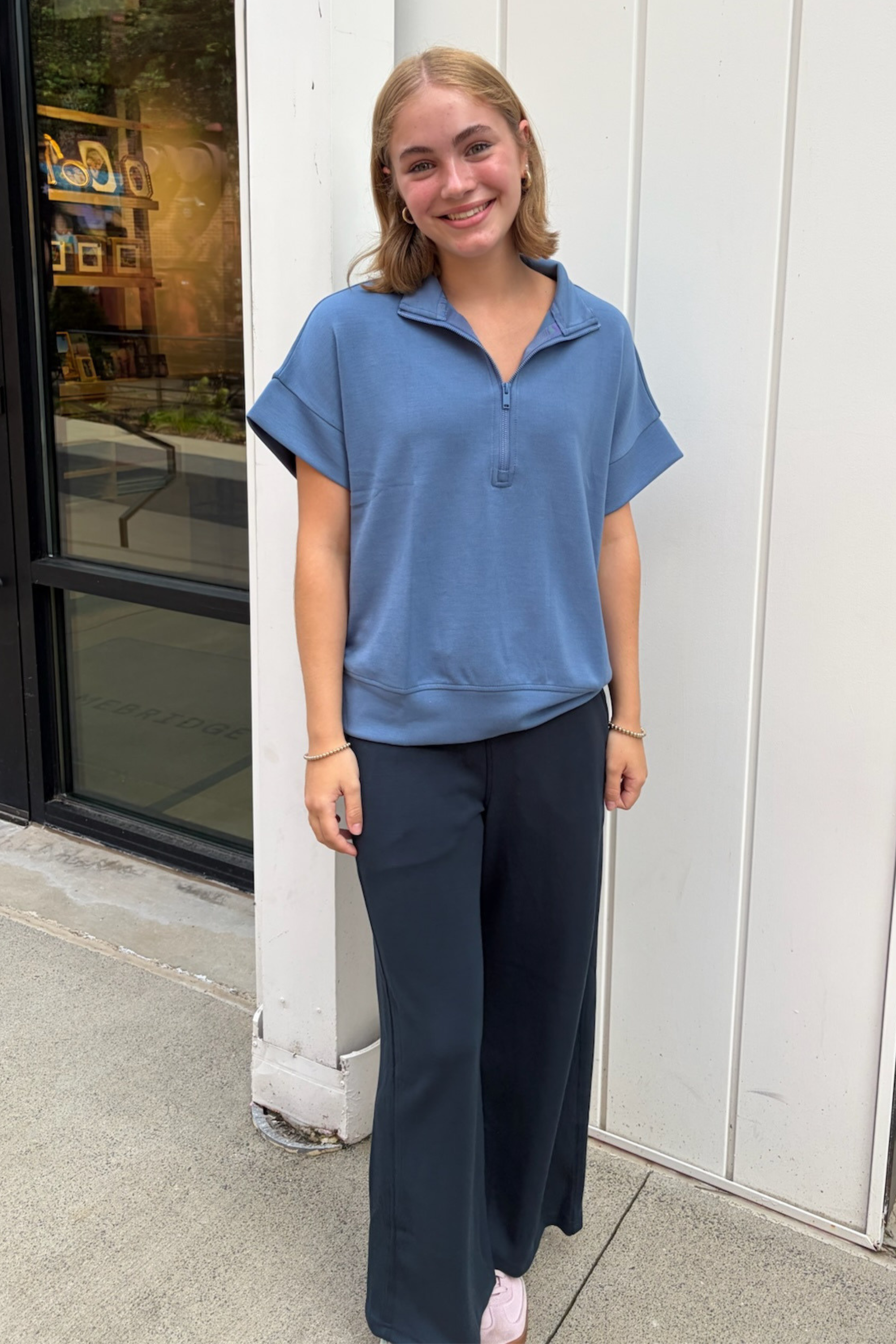 Carrie Modal Wide Leg Pant - Teal Navy