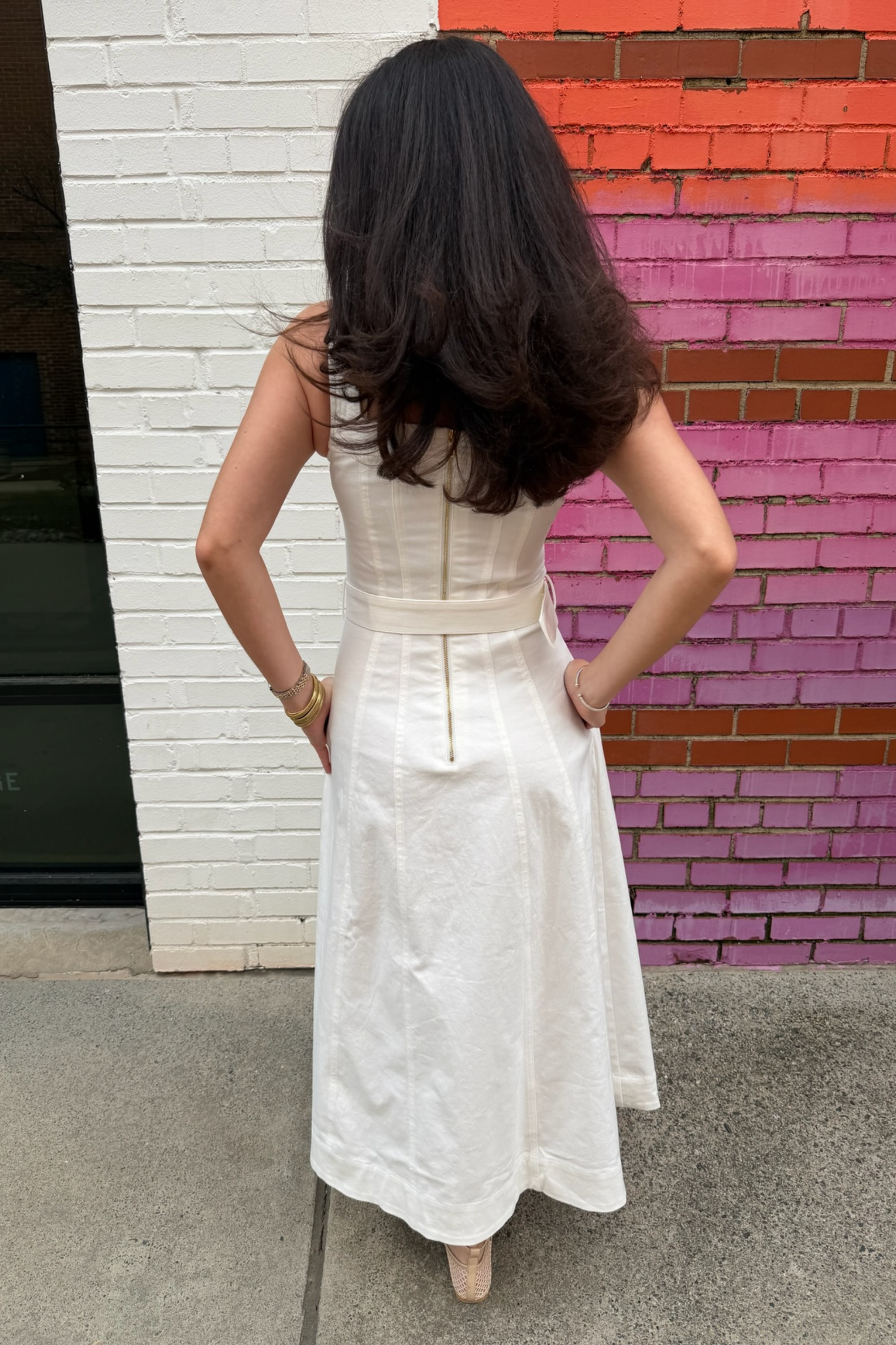 Noa Denim Maxi Dress - White